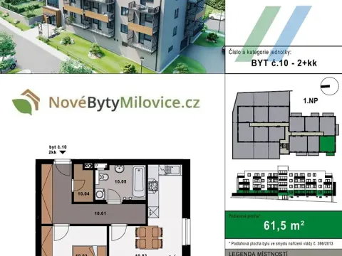Prodej bytu 2+kk, Milovice, 57 m2